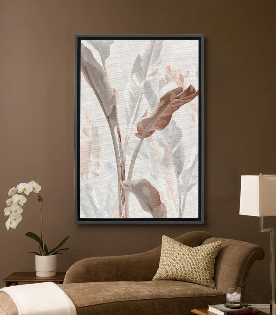 Cuadro Eden flores botánicas minimalistas, tonos beige y rosa empolvado — Massinart