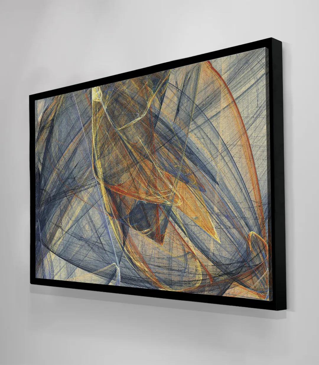 Sala de estar con cuadro abstracto Futuristic Motion en posición óptima
