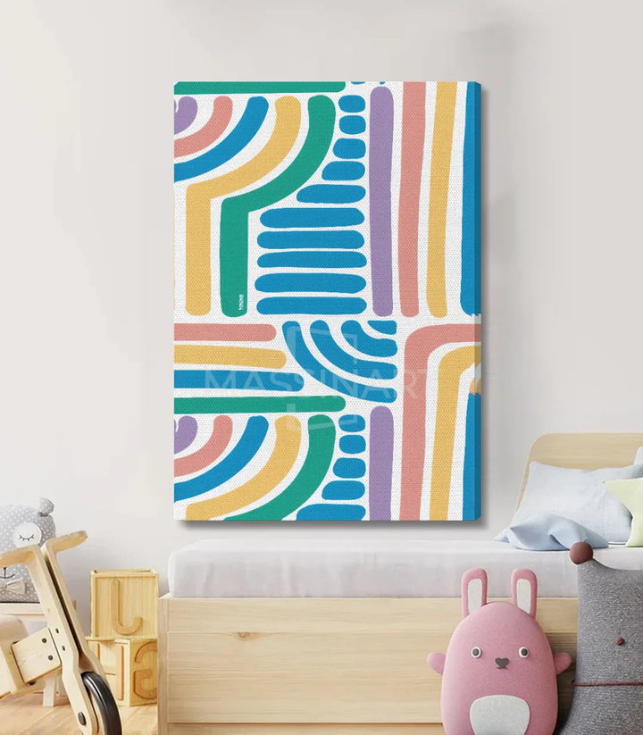Cuadro Playful Paths en decoración de salón moderno — Massinart