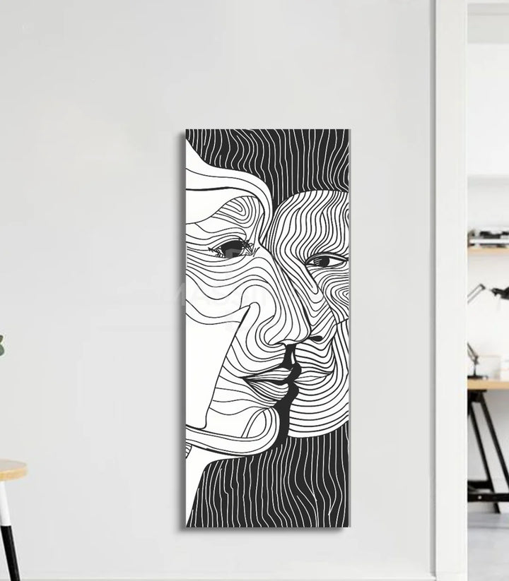 Cuadro Bond retrato abstracto vertical Massinart — arte geométrico blanco y negro