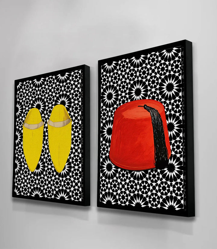 Ambientación dormitorio — cuadro Moroccan Elegance pop-art marroquí, Massinart