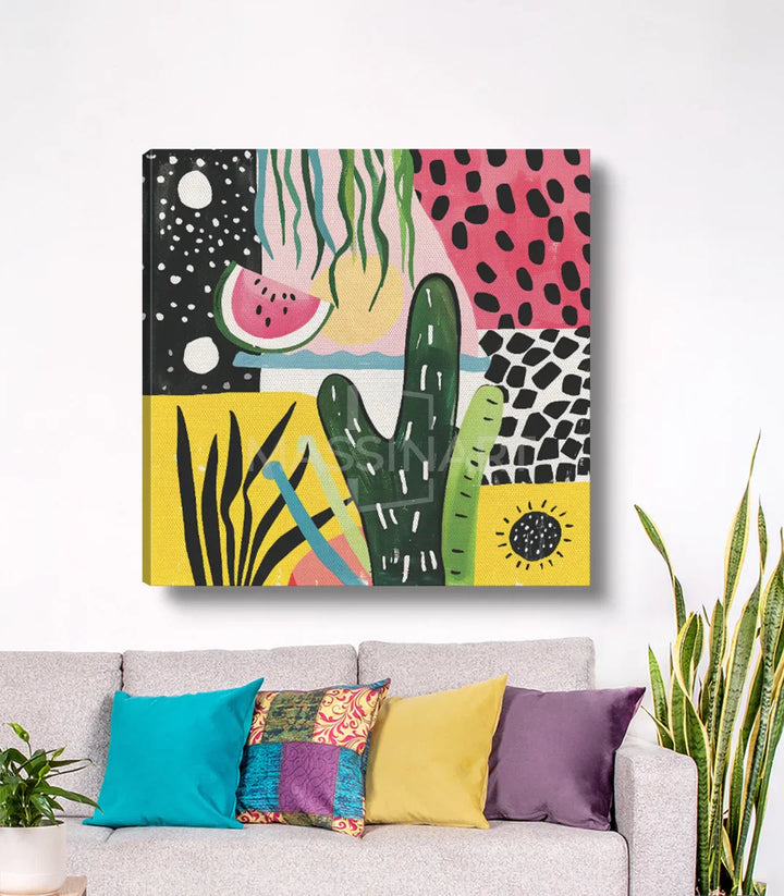 Cuadro sandía pop-art en dormitorio moderno Massinart