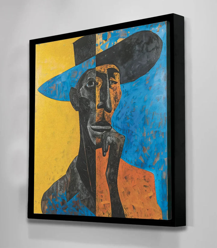 Cuadro abstracto Perhaps Massinart — ambientación en salón de estilo contemporáneo