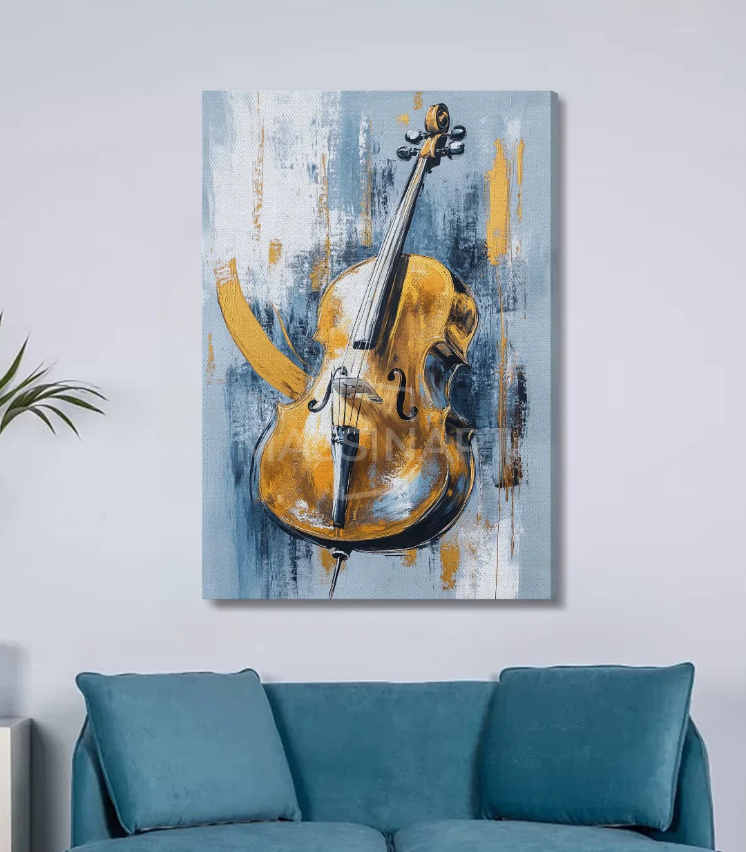 Cuadro Cello Massinart — cuadro de música en despacho moderno