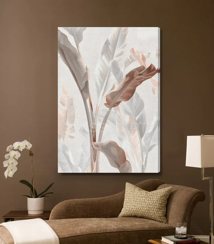 Detalle follaje floral del cuadro Eden, estilo minimalista — Massinart