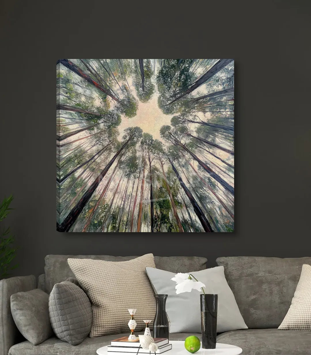 Cuadro bosque vista aérea en salón contemporáneo — Massinart