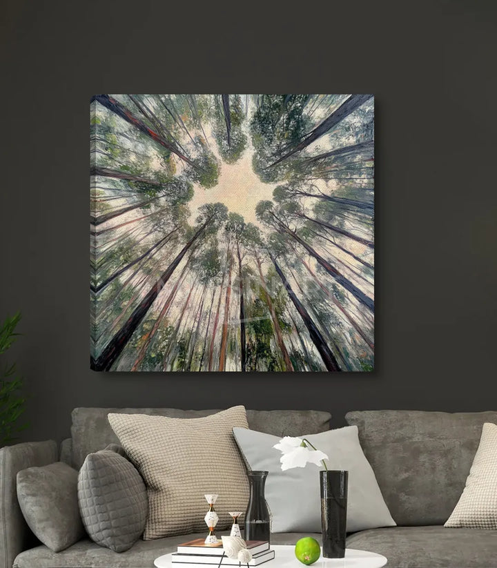 Cuadro bosque vista aérea en salón contemporáneo — Massinart