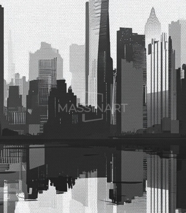 Cuadro City in Shadows con marco negro Massinart