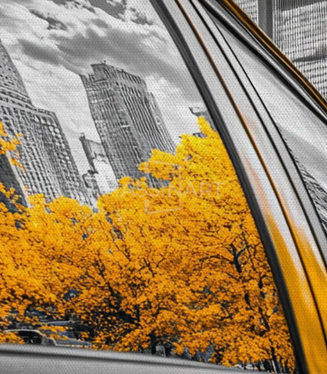 Variación encuadre cuadro urbano taxi amarillo Massinart