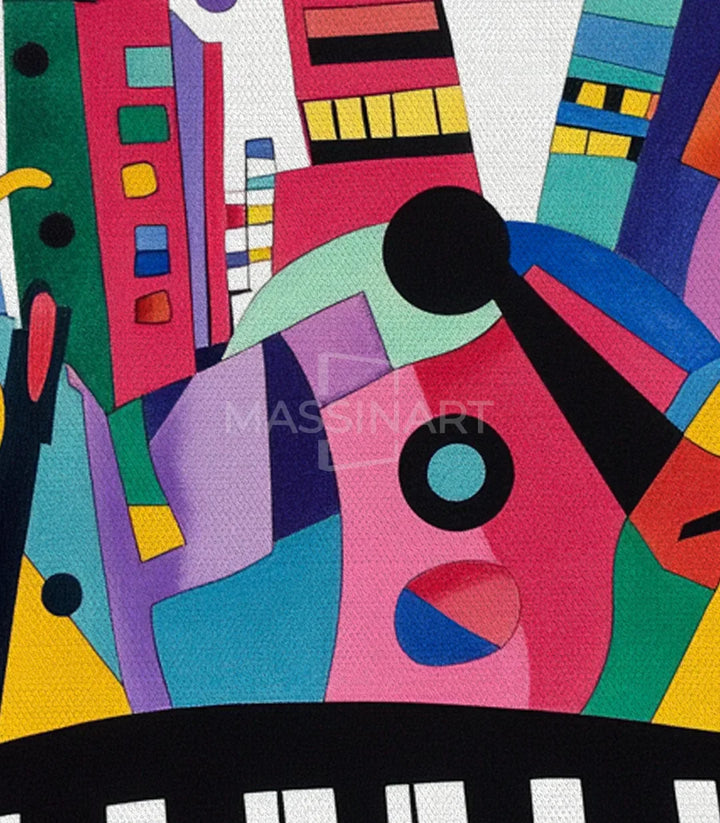 Vista general de la composición abstracta — ciudad musical e instrumentos entrelazados — Massinart
