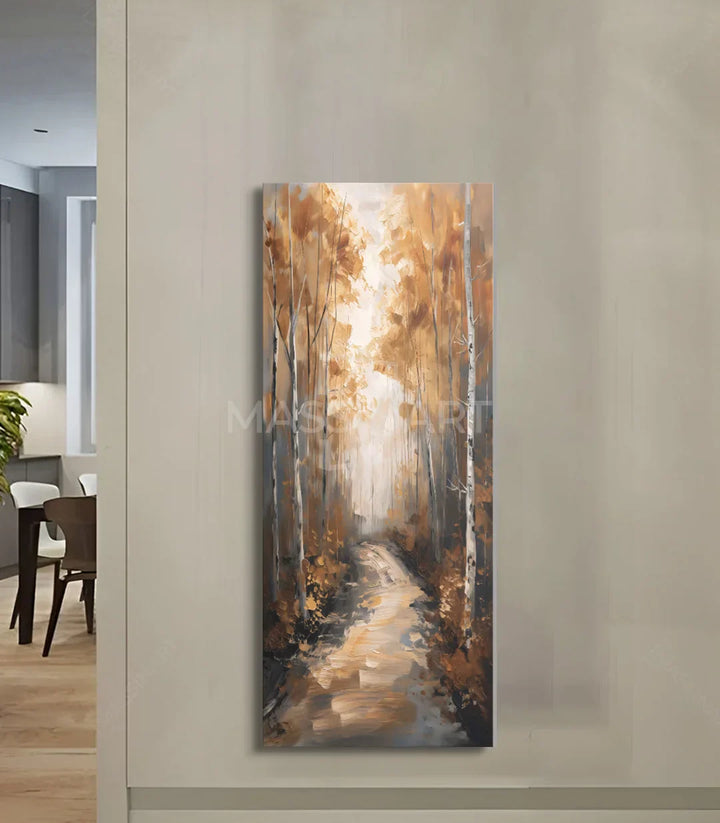 Cuadro Rustic Route paisaje forestal — ambiente cálido y acogedor en pasillo, Massinart