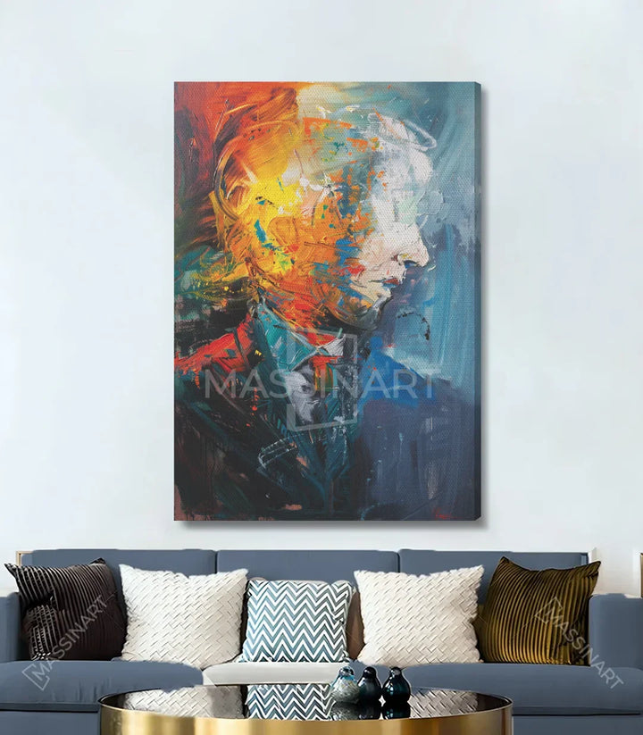 Cuadro Aura retrato abstracto vertical, decoración de interior, Massinart