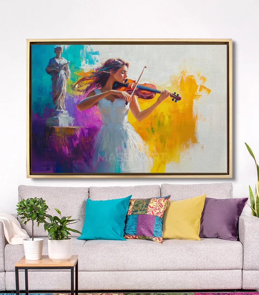 Cuadro Charmed Melody en salón moderno — decoración de pared contemporánea con arte musical