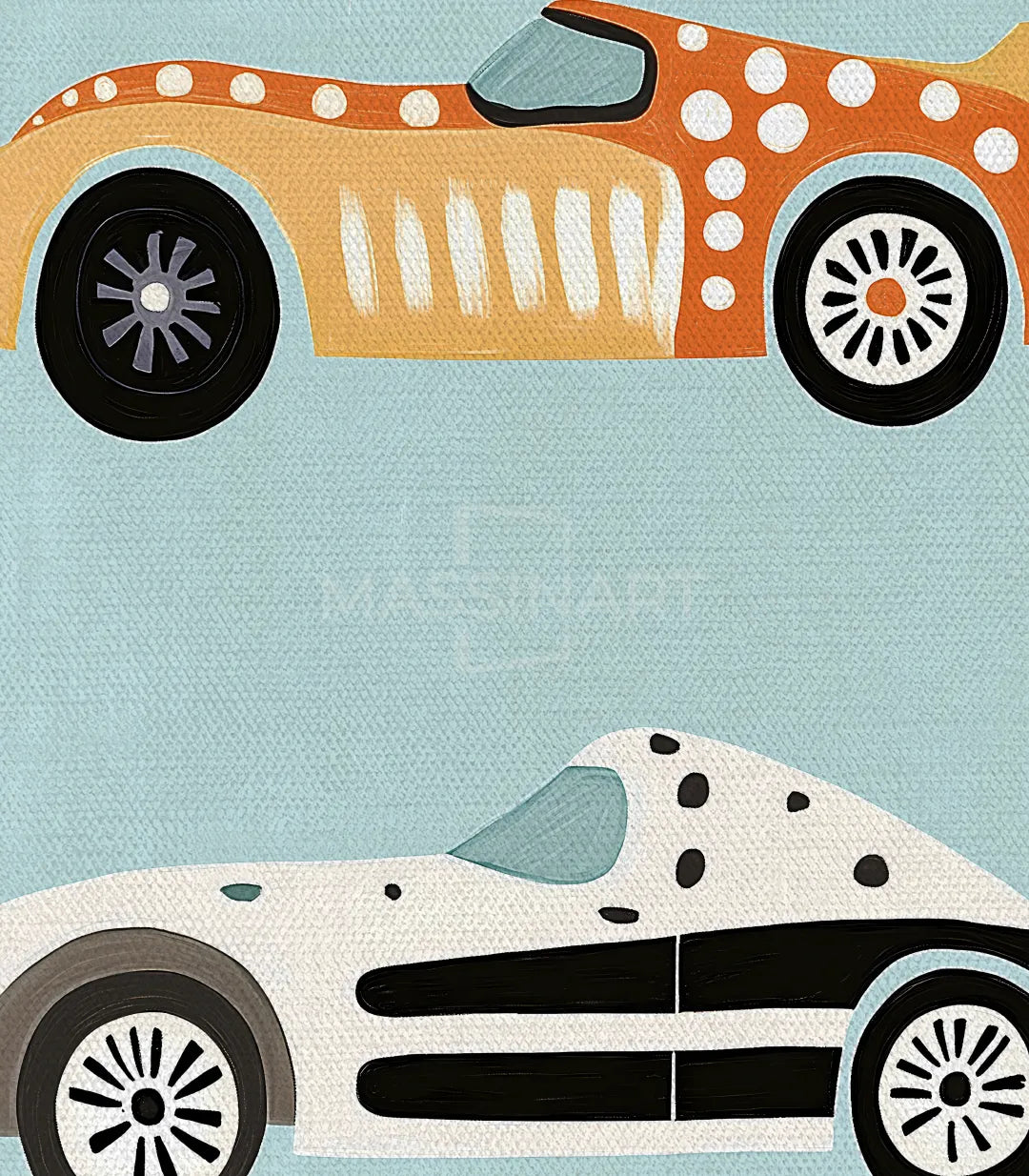 Ambientación habitación niño tríptico cars vintage Massinart