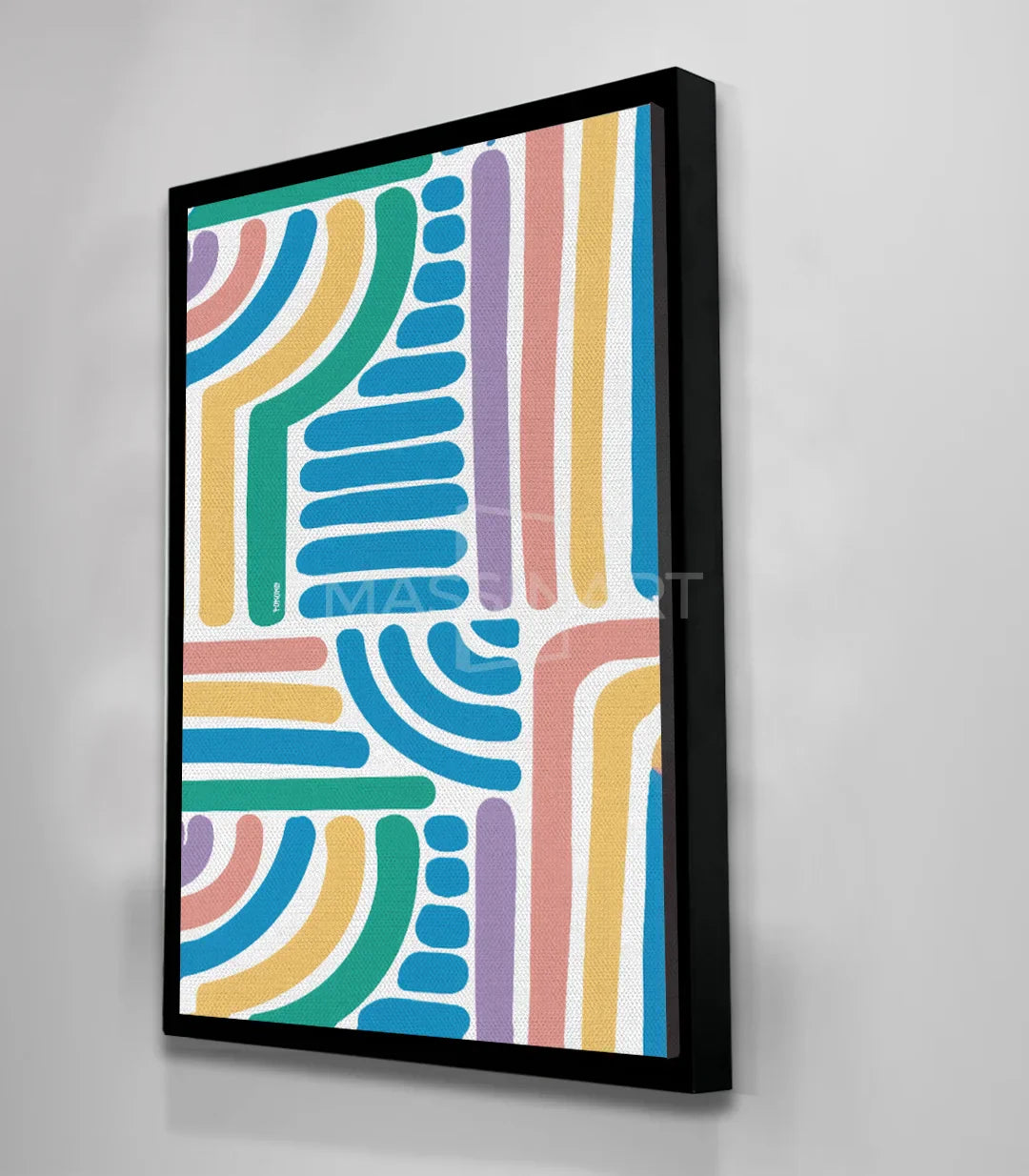Simulación de salón con cuadro Playful Paths como decoración mural — Massinart