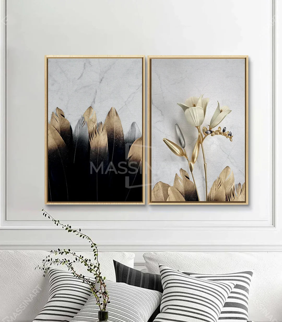 Cuadro Songe decorativo — ambiente de comedor depurado con accesorios | Massinart