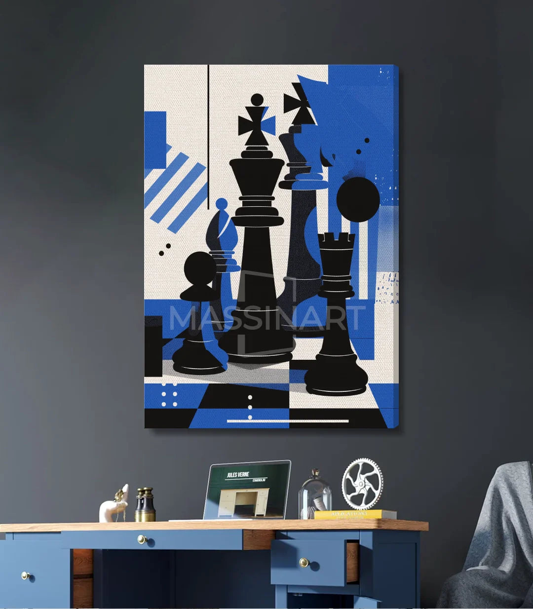Cuadro Chess Massinart — ambientación en escritorio moderno con decoración mural
