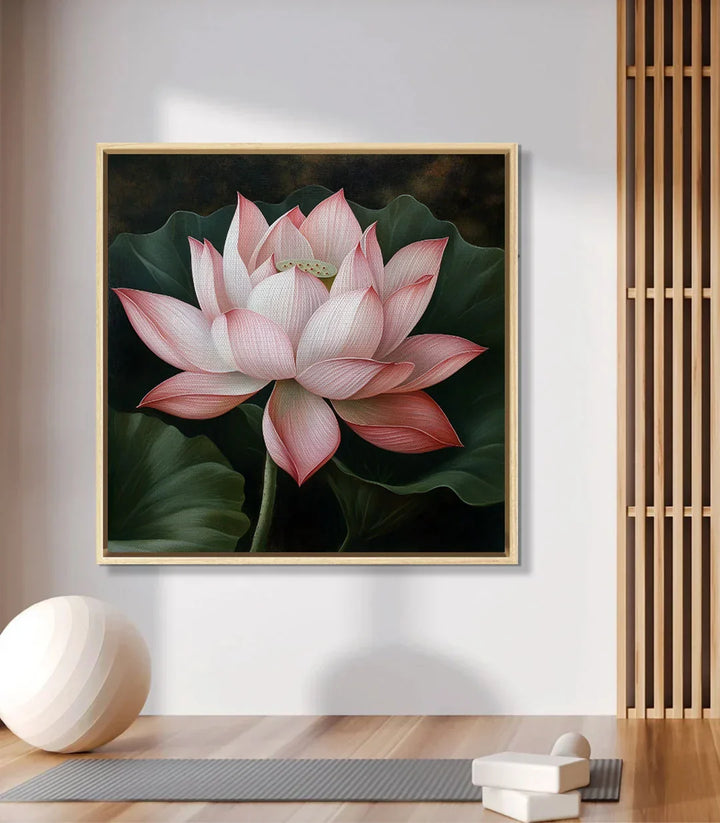 Decoración dormitorio con cuadro flor de loto — Massinart