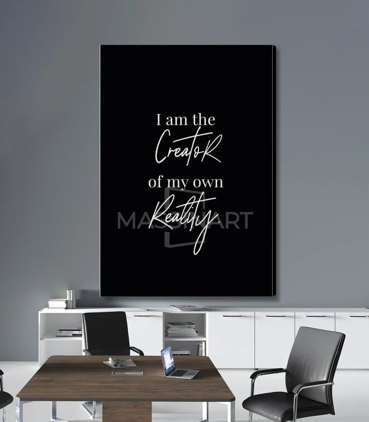 Cuadro cita inspiradora tipografía elegante sobre fondo negro Massinart
