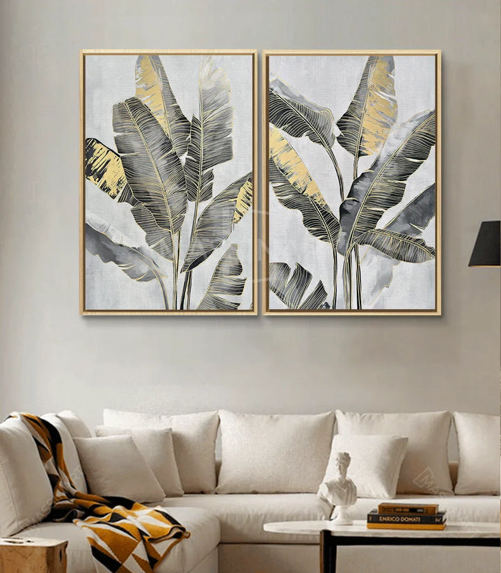 Cuadro Banana Leaves Massinart — embalaje de envío listo para colgar