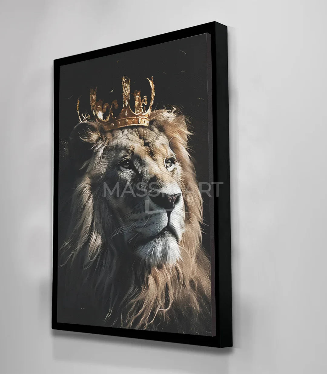 Cuadro The King: ambiente salón moderno con león en blanco y negro — Massinart
