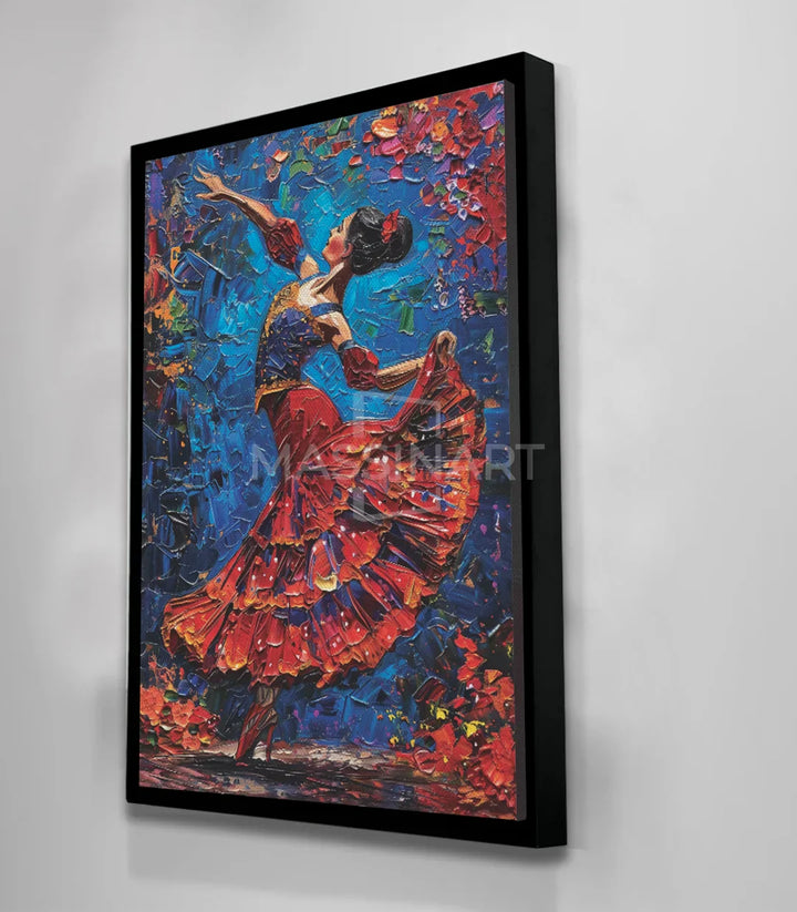 Ambiente salón de diseño — cuadro flamenco rojo y azul Massinart