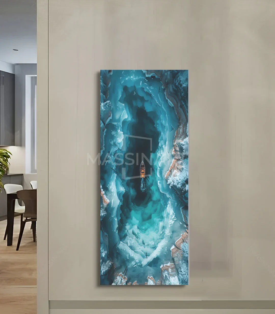 Decoración mural vertical playa océano turquesa lienzo canvas Massinart