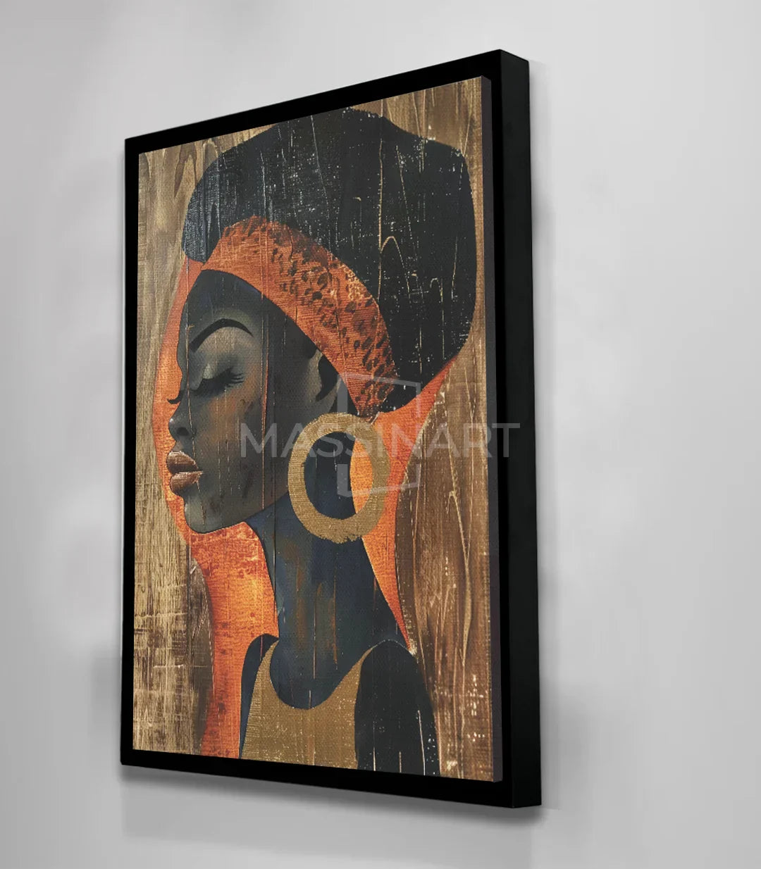 Arte mural vintage moderno retrato mujer fondo negro Massinart