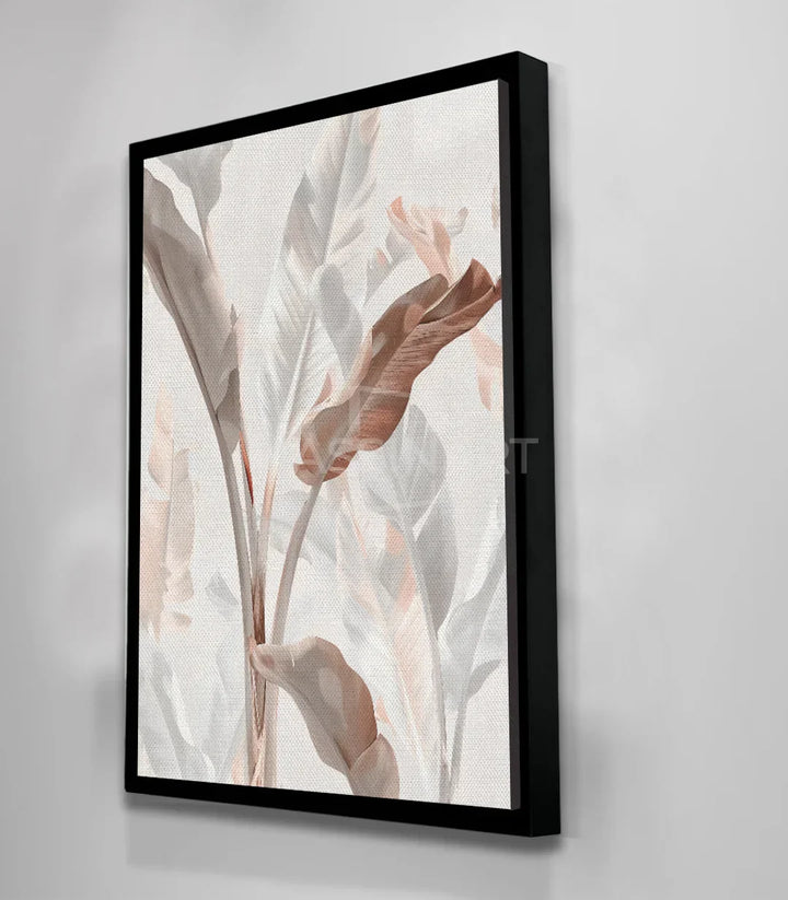Cuadro Eden flores delicadas, paleta minimalista beige y blanco — Massinart