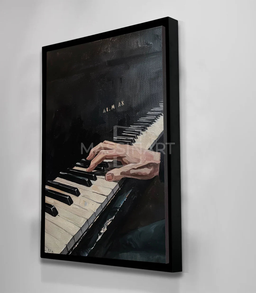 Cuadro Melodic Touch en dormitorio decoración artística piano Massinart