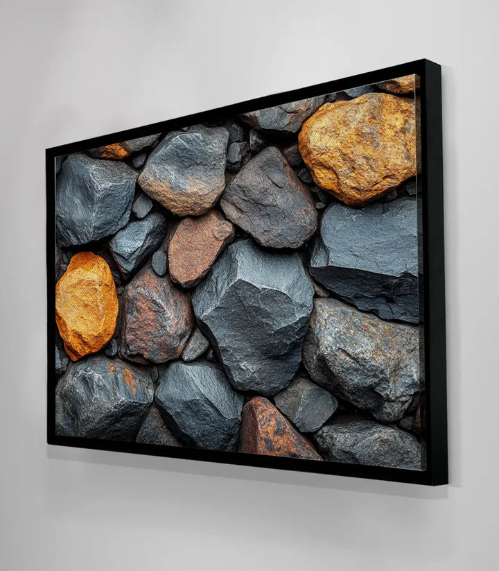 Vista en primer plano de piedras naturales — cuadro Rock Balance Massinart, textura bruta mineral