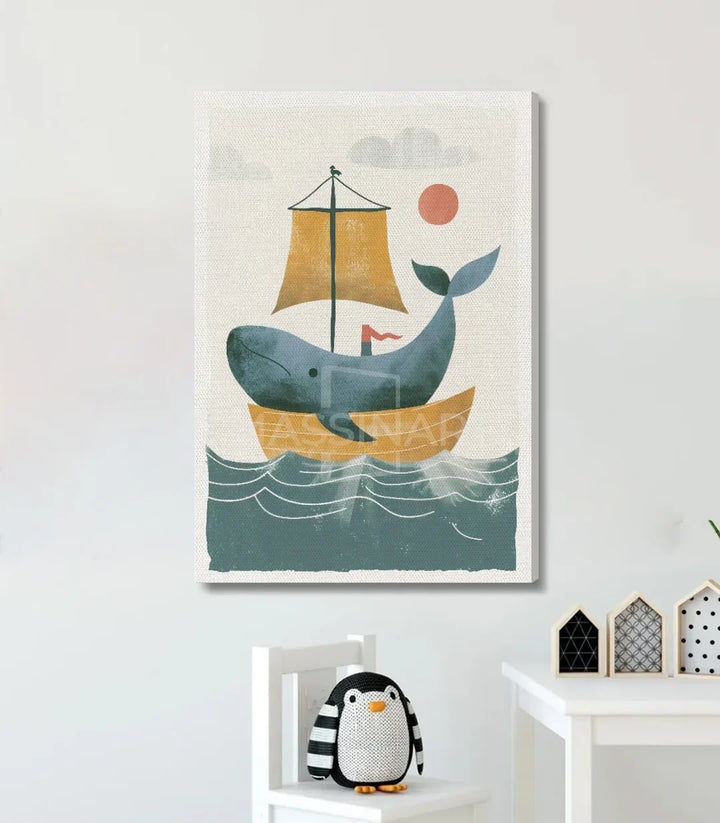 Cuadro mural infantil — Whale Ride estilo contemporáneo océano Massinart