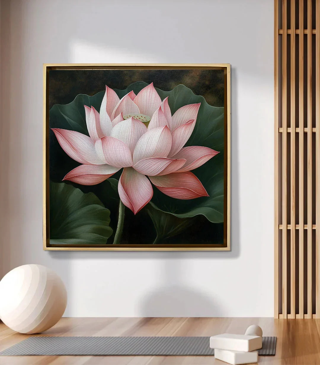 Cuadro loto rosa en salón moderno, decoración de pared — Massinart