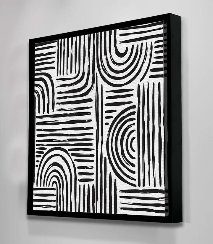 Zoom contrastes y textura — Cuadro Monochrome Flow arte geométrico — Massinart
