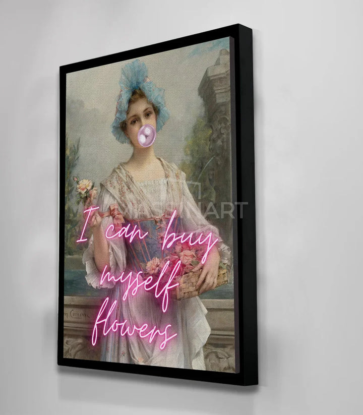 Ambiente decorativo — cuadro vintage mujer neón rosa salón moderno Massinart