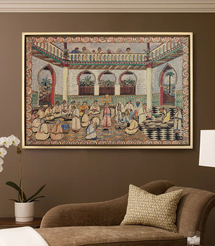 Cuadro festín oriental en salón de decoración marroquí moderna, Massinart