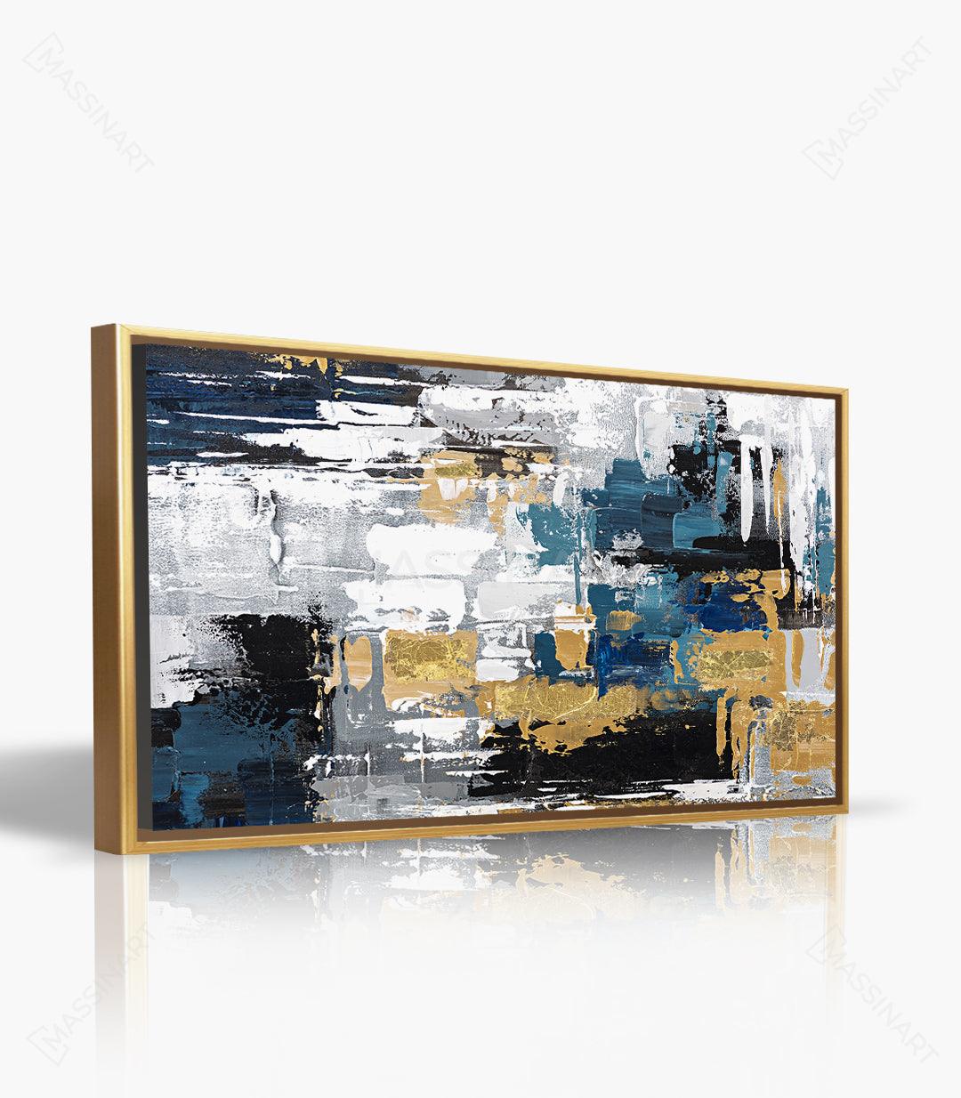 Detalle de pintura abstracta contemporánea con toques dorados — Massinart
