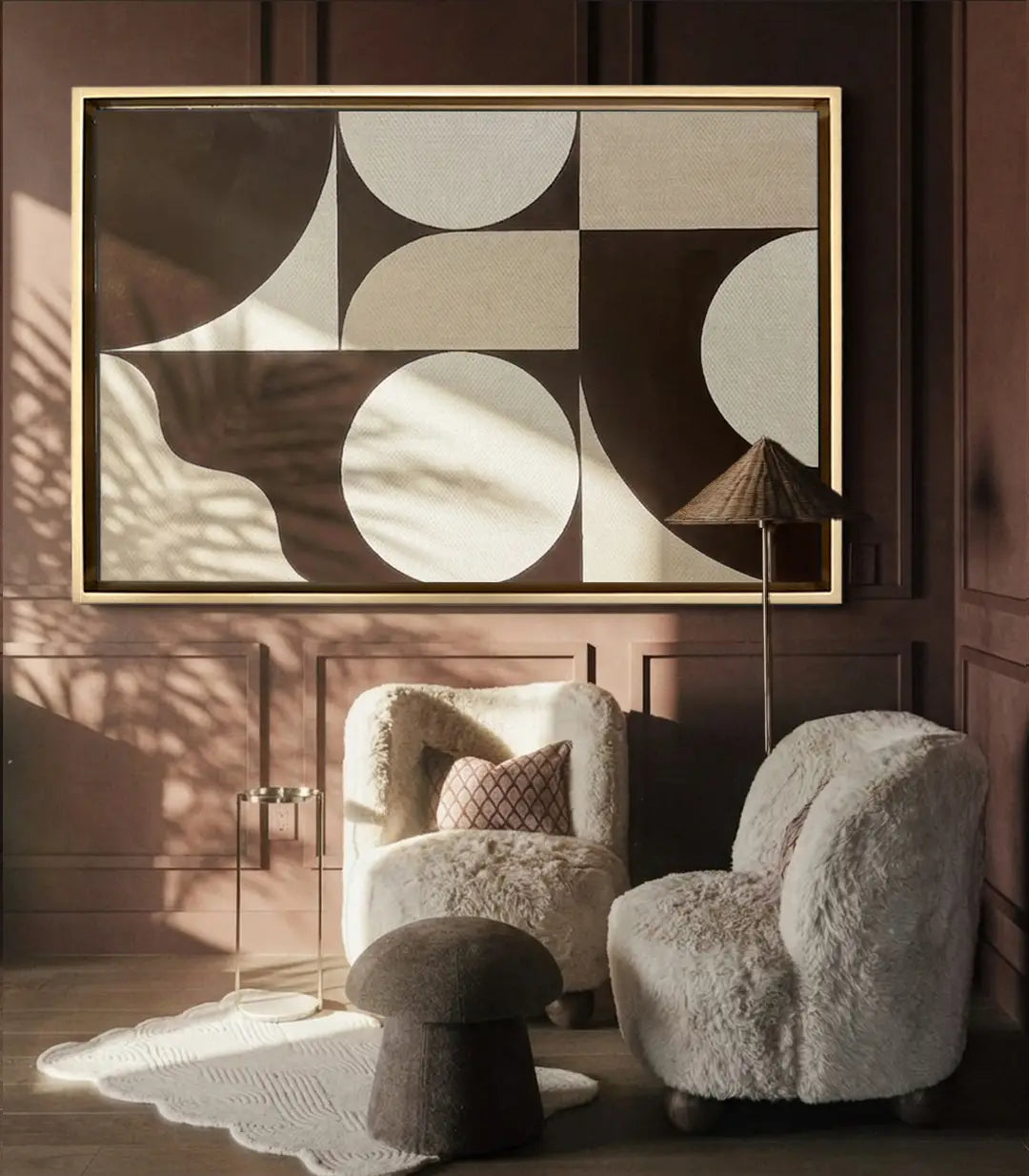 Decoración de pared con cuadro Spheres Massinart — arte abstracto en salón minimalista