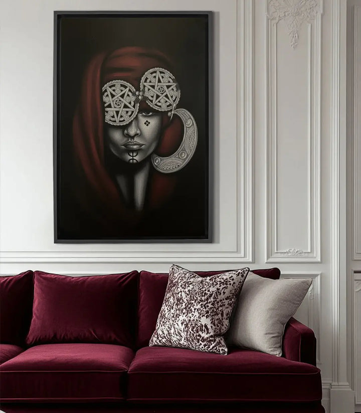 Cuadro Berber Empress retrato mujer bereber geométrico místico Massinart