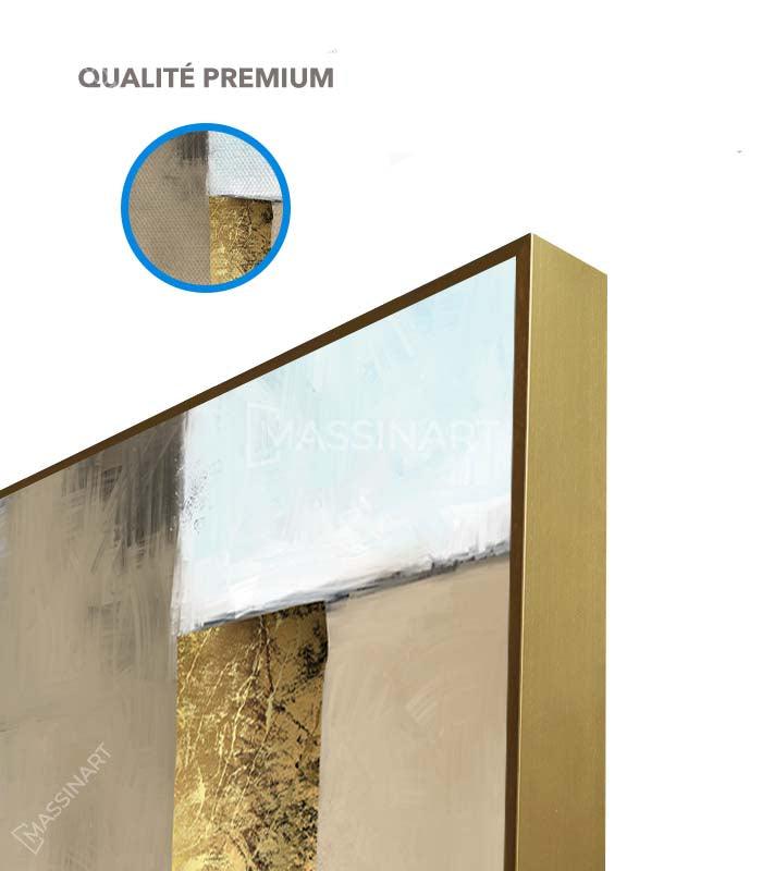 Cuadro abstracto minimalista, panel central con tonos dorados — Massinart
