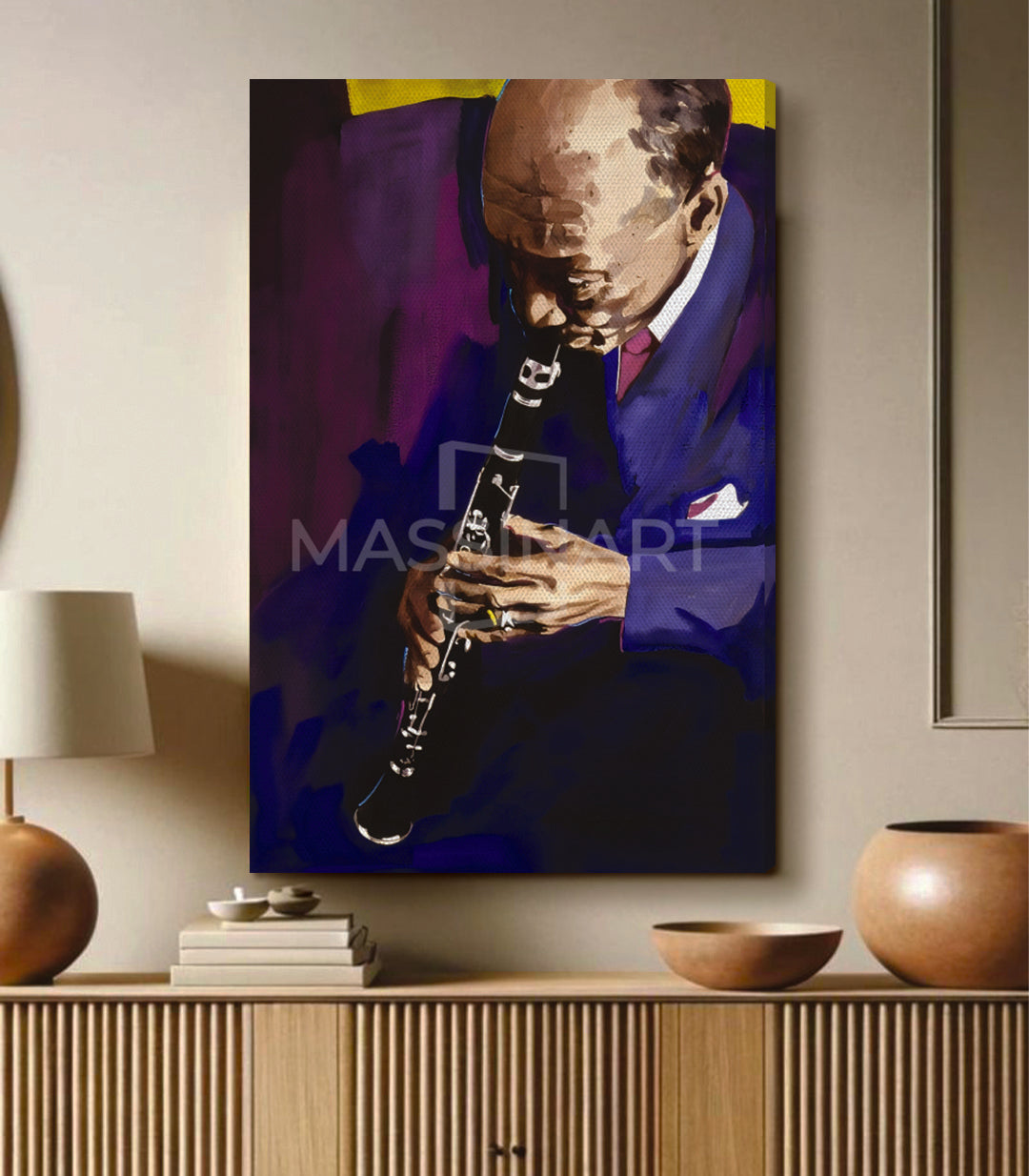 Decoración de despacho con retrato jazz pop-art Velvet Jazz — Massinart
