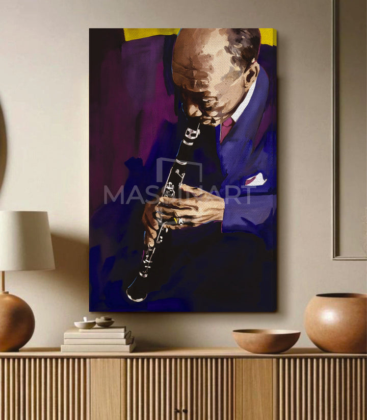 Decoración de despacho con retrato jazz pop-art Velvet Jazz — Massinart