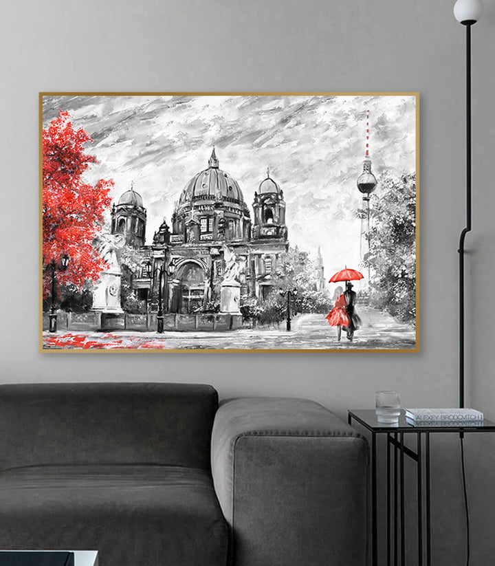 Decoración de pared con cuadro arquitectura urbana romántica — ambiente interior contemporáneo Massinart