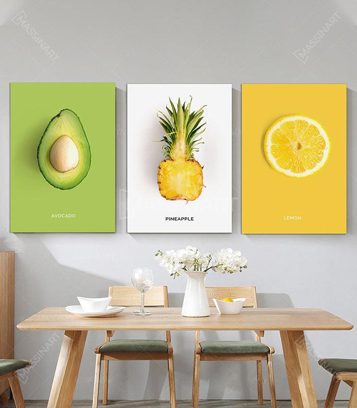 Cuadro aguacate verde estilo pop-art minimalista sobre fondo verde claro — Massinart