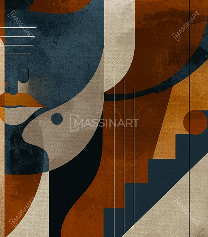 Armonía de colores del cuadro Parallels — azul, terracotta y beige Massinart