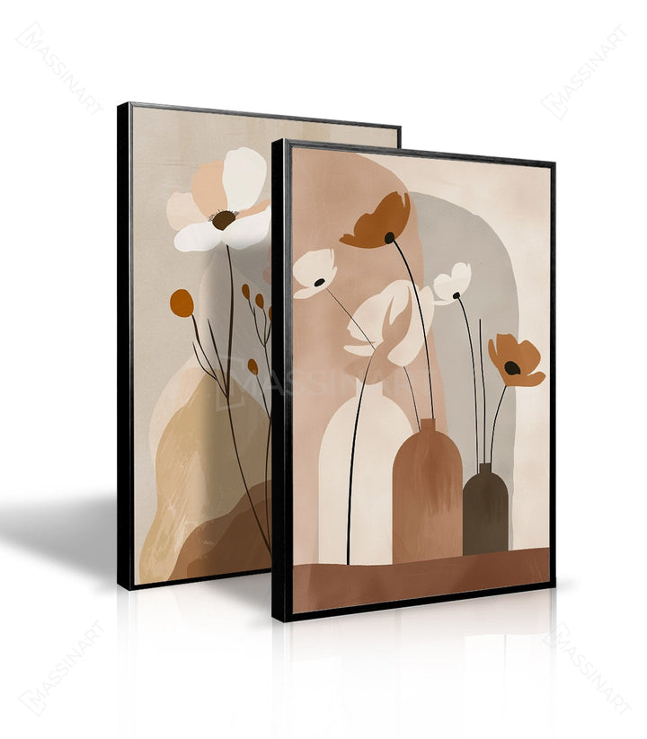 Composición floral minimalista paleta beige y terracotta - Massinart