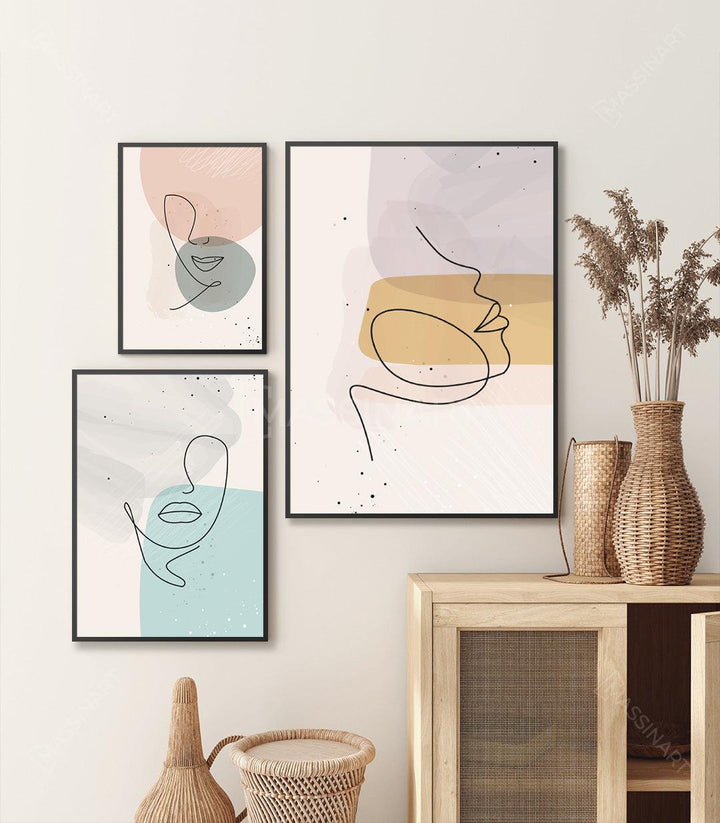 Cuadro Aesthetic Woman retrato mujer minimalista tonos rosa pastel Massinart