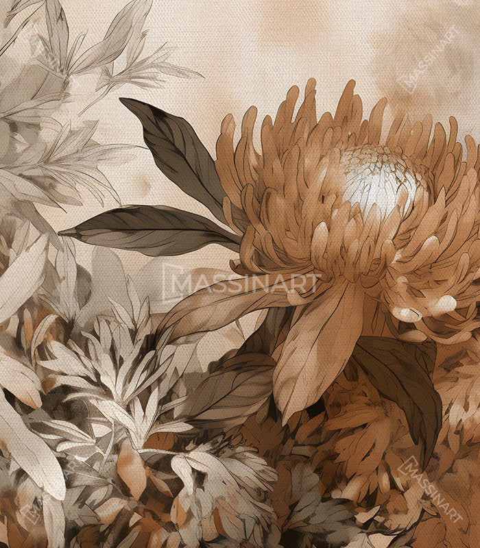 Cuadro Flourish Massinart — embalaje de envío listo para colgar, composición floral botánica