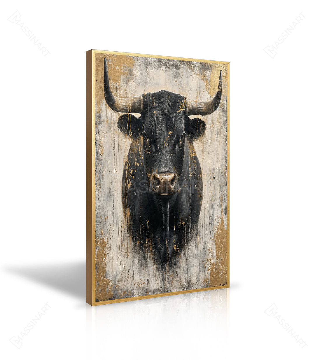 Ambiente de salón cálido con cuadro animal Fuerza — Massinart