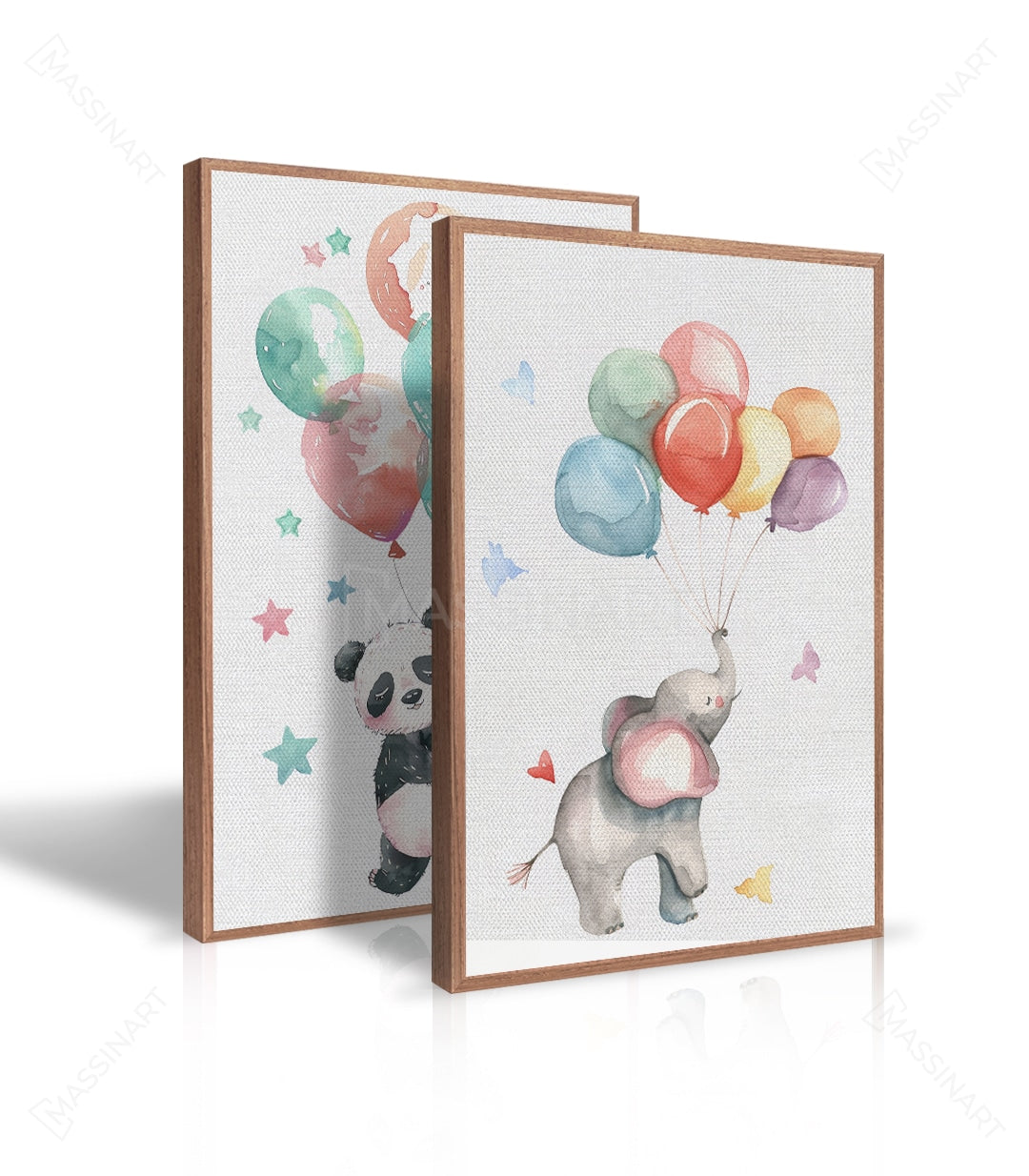 Detalle ilustración panda globos acuarela suave — cuadro infantil tierno Massinart